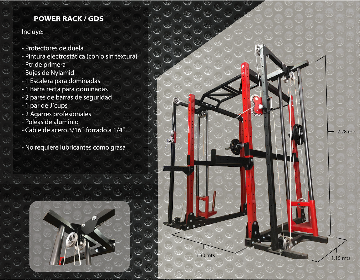 Power Rack Crossover /  Con doble estación de sistema de poleas de altura ajustable.